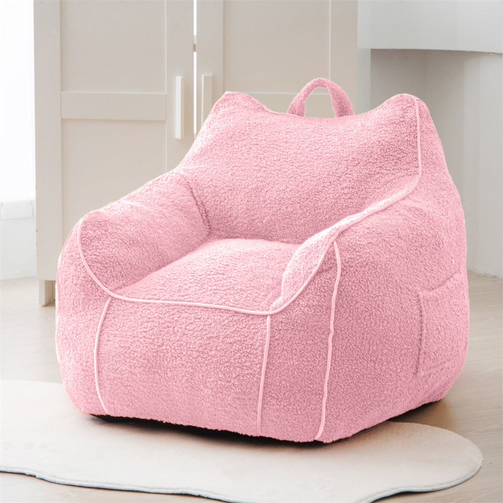 MAXYOYO Kids Bean Bag Chair, Sherpa Bean Bag Couch with Decorative Edges for children's room (Light Pink)