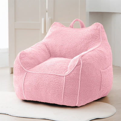 MAXYOYO Kids Bean Bag Chair, Sherpa Bean Bag Couch with Decorative Edges for children's room (Light Pink)