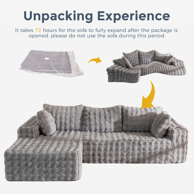 MAXYOYO Bubble 104" Modular Sectional Couch with L-Shape Chaise, Modern Boneless Couch for Living Room, Sofa in A Box