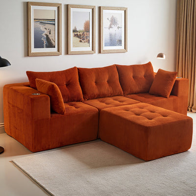 L Shaped Modular Sofa #color_orange