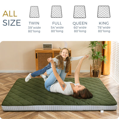 MAXYOYO 6" Extra Thick Floor Futon Mattress, Diamond Quilting, Green