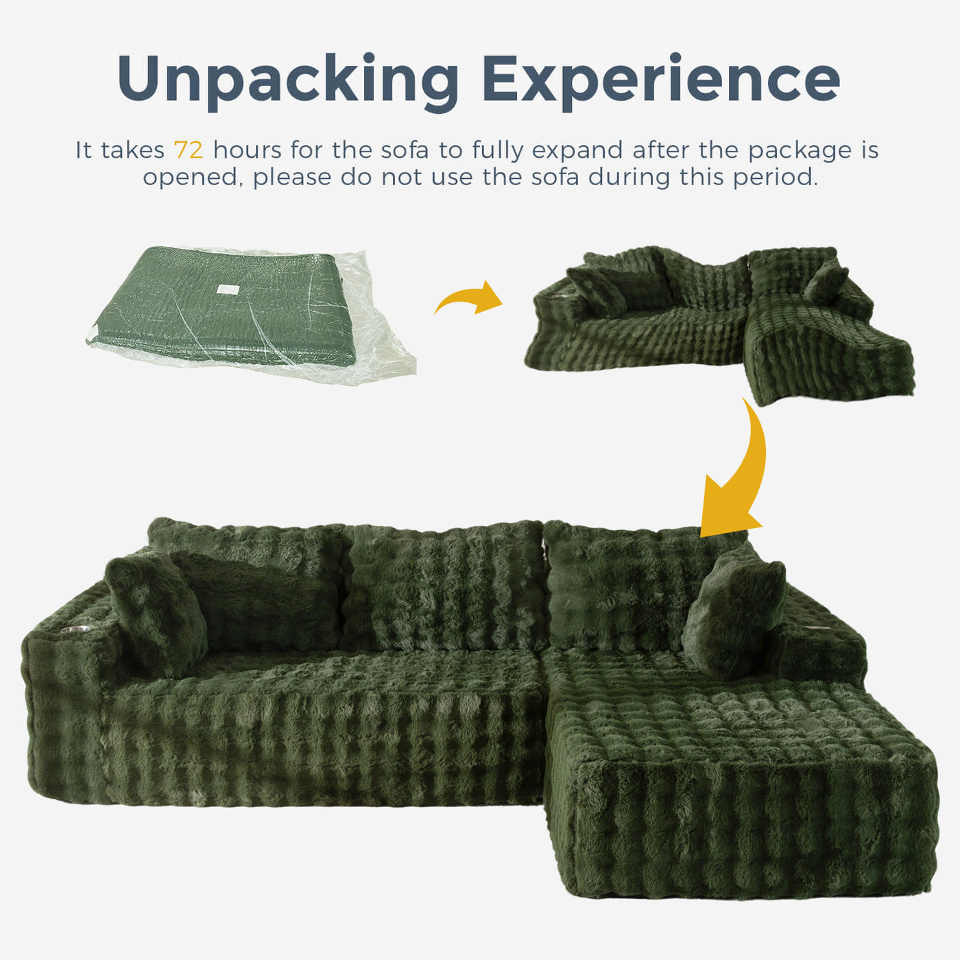 MAXYOYO Bubble 104" Modular Sectional Couch with L-Shape Chaise, Modern Boneless Couch for Living Room, Sofa in A Box