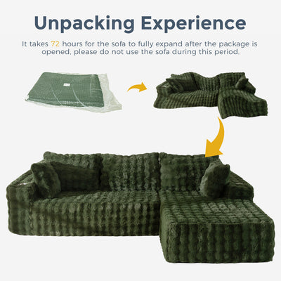 MAXYOYO Bubble 104" Modular Sectional Couch with L-Shape Chaise, Modern Boneless Couch for Living Room, Sofa in A Box