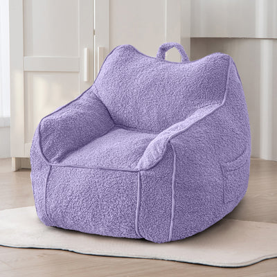 MAXYOYO Kids Bean Bag Chair, Sherpa Bean Bag Couch with Decorative Edges for children's room (Purple)