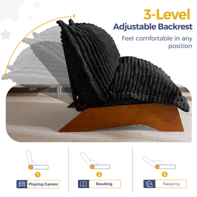 MAXYOYO Adjustable Living Room Chair, 3-Position Bean Bag Chair with Removable Cover, Upholstered Accent Chair with Frame, Soft Reclining Lounge for Bedroom, Apartment, Office