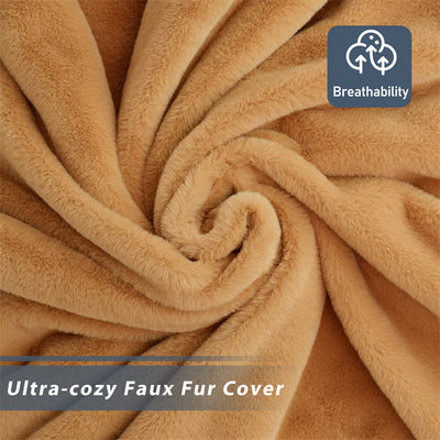 MAXYOYO Bean Bag Folding Sofa Bed, Floor Mattress Extra Thick Floor Sofa with Faux Fur Washable Cover, Khaki
