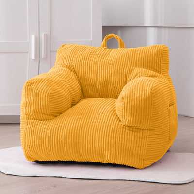 MAXYOYO Kids Bean Bag Chair, Corduroy Bean Bag Couch with Armrests for Children's Room (Yellow)