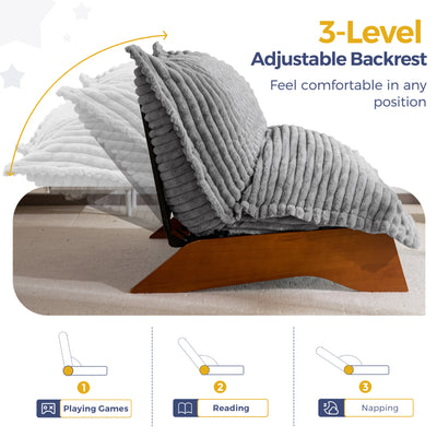 MAXYOYO Adjustable Living Room Chair, 3-Position Bean Bag Chair with Removable Cover, Upholstered Accent Chair with Frame, Soft Reclining Lounge for Bedroom, Apartment, Office