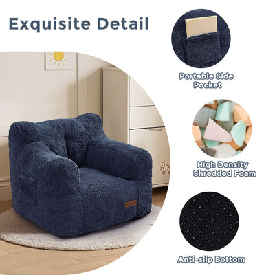 MAXYOYO Kids Sherpa Bean Bag Chair, Teddy Lazy Sofa for Girls and Boys, Navy