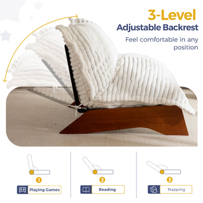 MAXYOYO Adjustable Living Room Chair, 3-Position Bean Bag Chair with Removable Cover, Upholstered Accent Chair with Frame, Soft Reclining Lounge for Bedroom, Apartment, Office