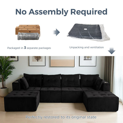 U Shaped Modular Sofa #color_black