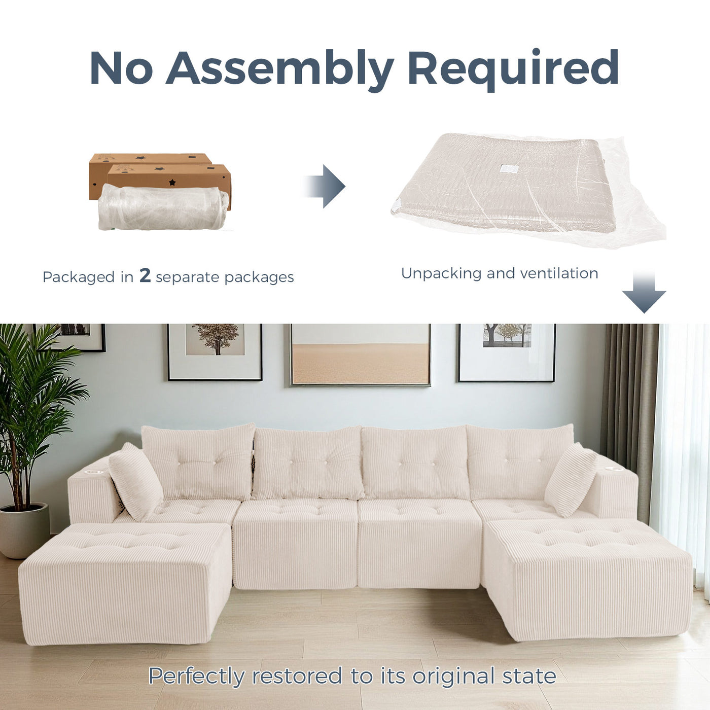 U Shaped Modular Sofa #color_beige