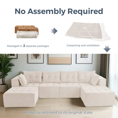 U Shaped Modular Sofa #color_beige