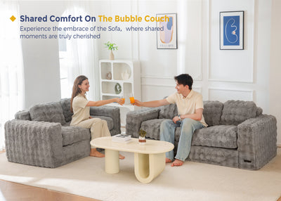 MAXYOYO 3 Seater Sofa for Living Room, Tufted Boneless Couch Bubbled Sofa Couch, Comfy Bean Bag Chair for Bedroom Apartment, No Assembly Needed