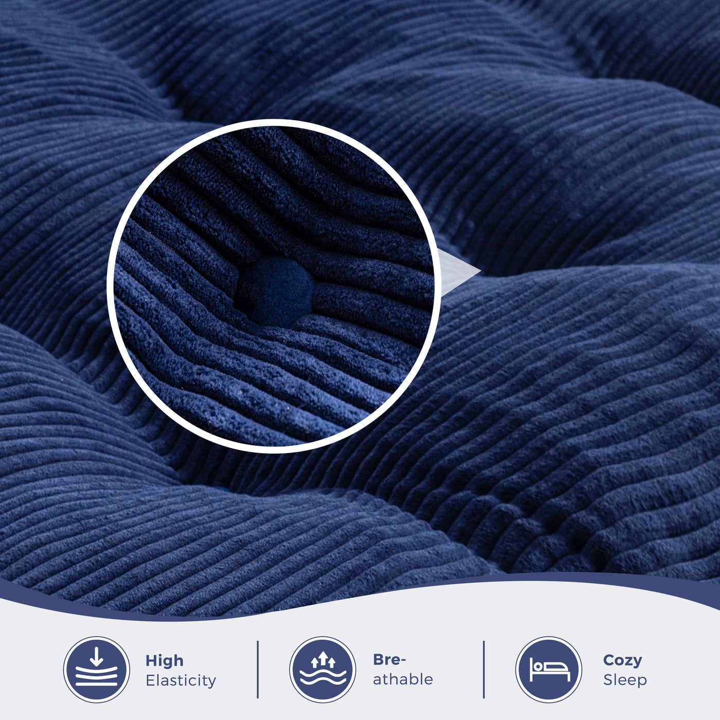 MAXYOYO 8" Futon Mattress Full Size, Ultra Thick Futons Sofa Couch Bed Tufted Sleeper Sofa Bed, Floor Mattress for Adults, Shredded Foam Filling (Frame Not Included)