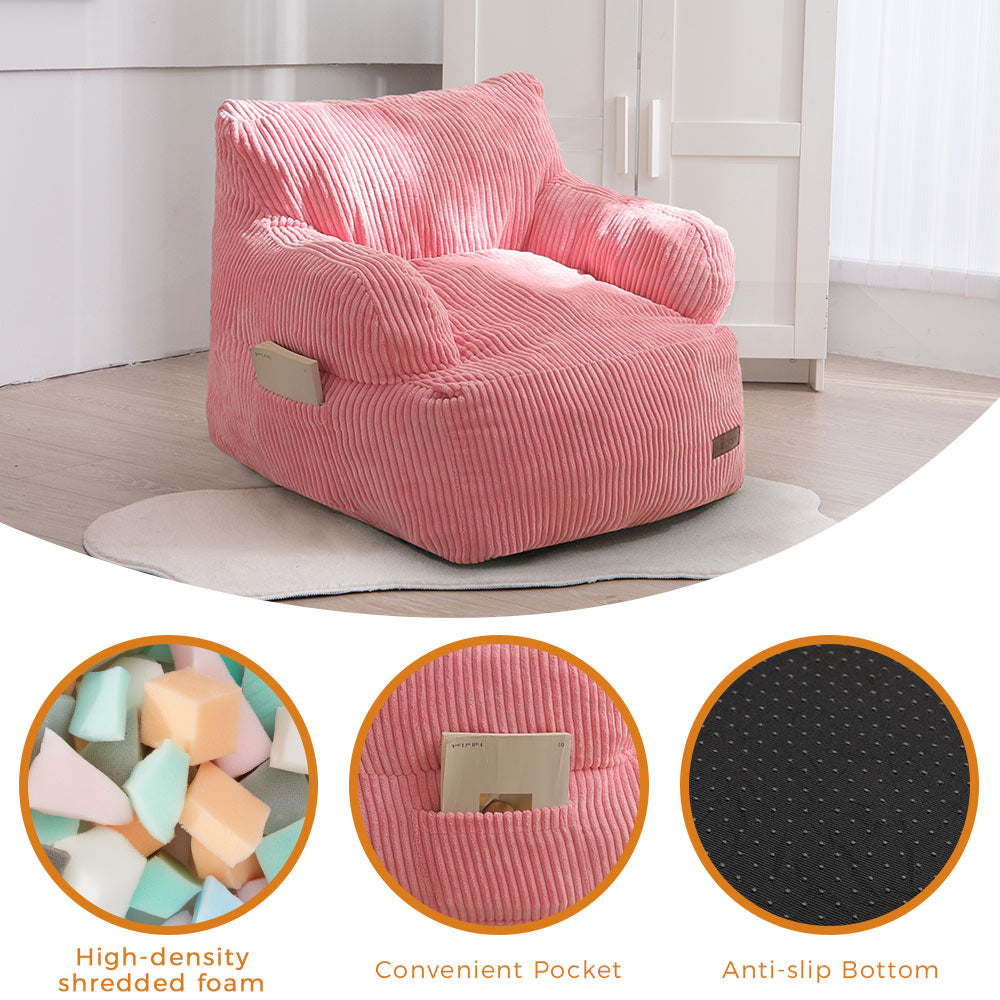 MAXYOYO Kids Bean Bag Chair, Stuffed Toddler Bean Bag Sofa with Filler Bean Bag Chair for Boys and Girls, Pink