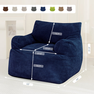 MAXYOYO Giant Bean Bag Chair, Stuffed Bean Bag Couch for Living Room, Navy