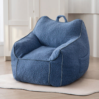 MAXYOYO Kids Bean Bag Chair, Sherpa Bean Bag Couch with Decorative Edges for children's room (Blue)