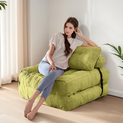 corduroy bean bag folding sofa#color_green