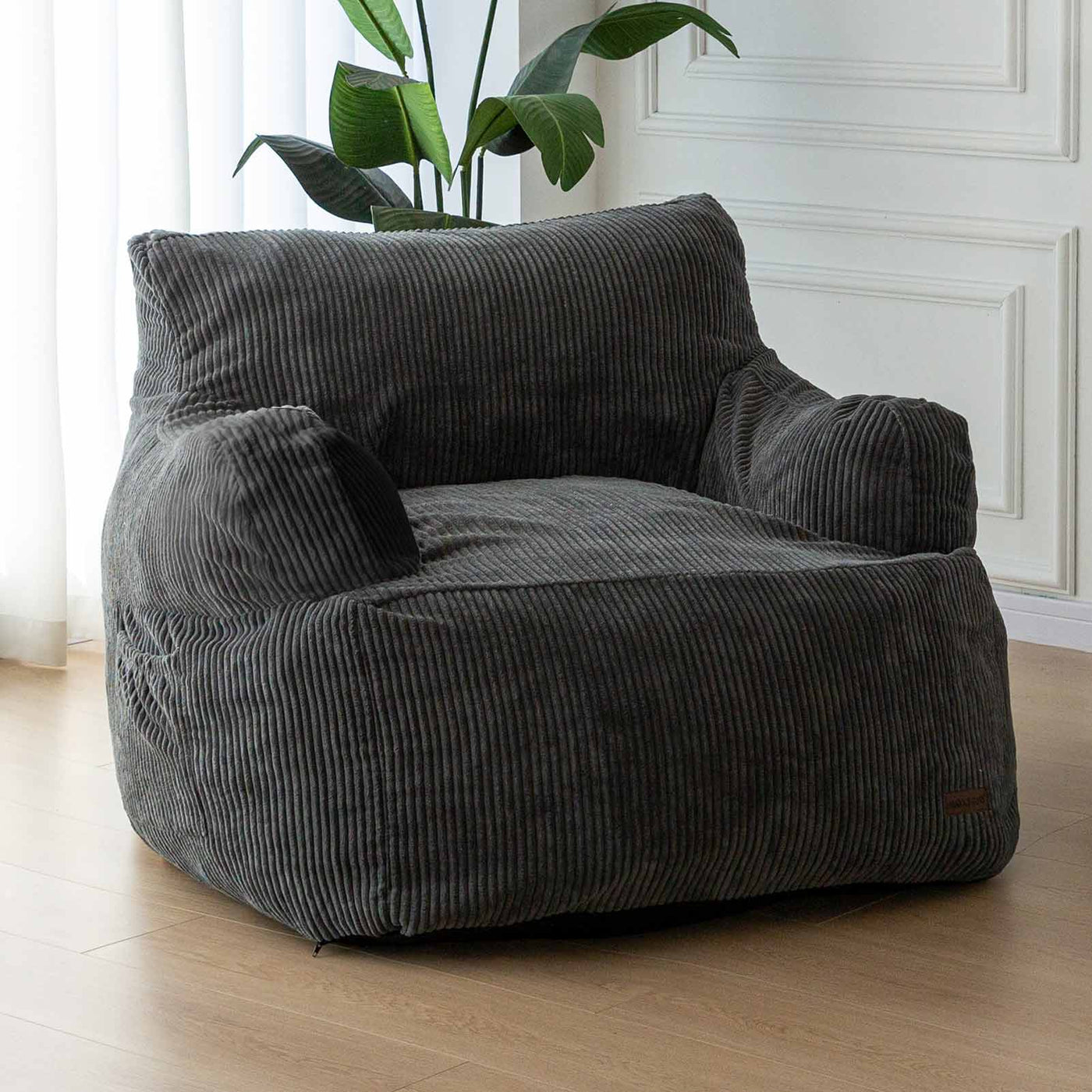 MAXYOYO Giant Bean Bag Chair, Stuffed Bean Bag Couch for Living Room, Dark Grey