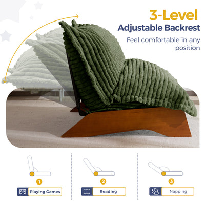 MAXYOYO Adjustable Living Room Chair, 3-Position Bean Bag Chair with Removable Cover, Upholstered Accent Chair with Frame, Soft Reclining Lounge for Bedroom, Apartment, Office