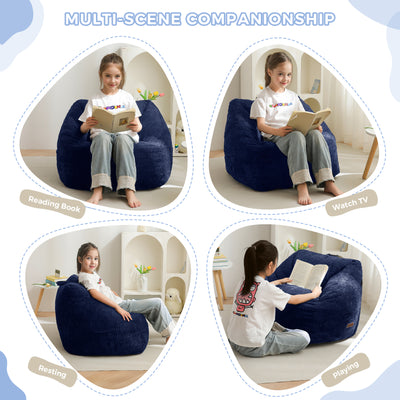 MAXYOYO Kids Bean Bag Chair, Bean Bag Couch with Handle, Comfy Toddler Chair for Boys and Girls, Accent Sofa with Pocket for Gaming Reading Relaxing, Navy