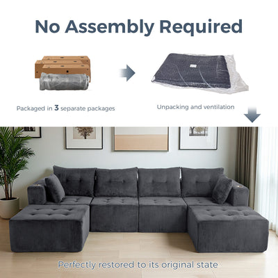 U Shaped Modular Sofa #color_grey