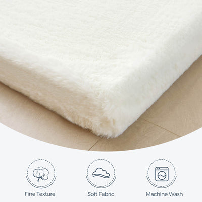 MAXYOYO Faux Fur Mattress Topper Removable Futon Mattress, Fluffy Futon Mattress for lounging, napping, or sleeping (Cream)
