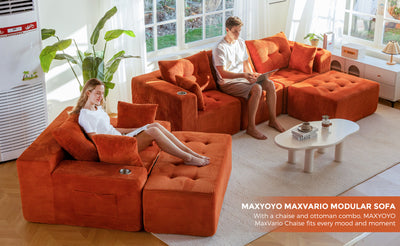 MAXYOYO Modular Sectional Sofa Couch and Chaise Lounge, L Shaped Modern Cloud Couch with Ottoman, Sofa in A Box, Tufted 6-Seat Boneless Sleeper Chair for Living Room, No Assembly Required