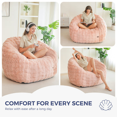 MAXYOYO Giant Bean Bag Chair for Adults, Stuffed Shell-Shaped Large Bean Bag Couch, Cozy Living Room Chair with Filler, Floor Sofa Lazy Sofa for Bedroom Living Room