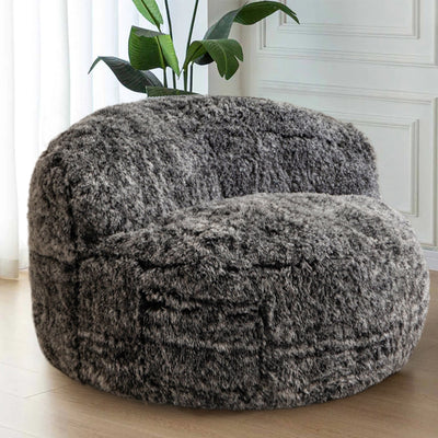 MAXYOYO Giant Bean Bag Chair, Faux Fur Bean Bag Couch for Adults, Accent Chair with Pocket, Plush Black