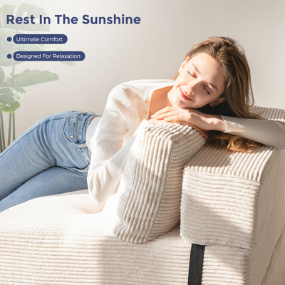 MAXYOYO Folding Sofa Bed, Convertible Sofa Bed with High-Density Support Foam for Living Room Bedroom, Beige
