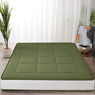 MAXYOYO 8 Inch Futon Mattress, Super Thick Square Quilting Japanese Futon Bed, Green