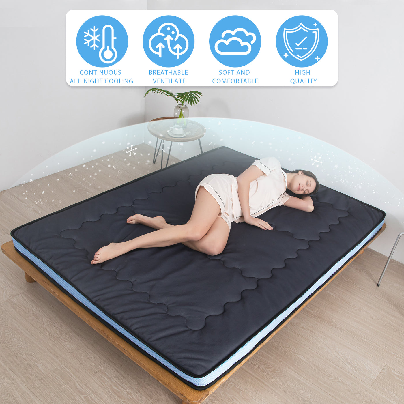 MAXYOYO Cooling Roll Up Floor Futon Mattresses, Black