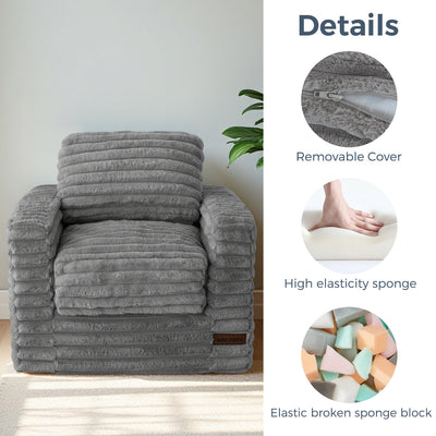 MAXYOYO Kids Bean Bag Chair - Upholstered Floor Sofa with Pillows and Armrests, Grey