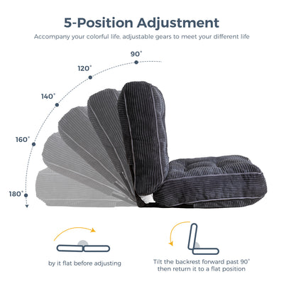 MAXYOYO Adjustable Floor Chair - Multi-Functional Chair for Gaming & Meditation, Dark Grey