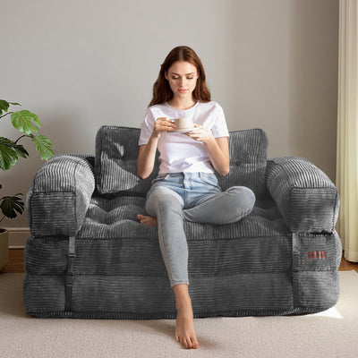 MAXYOYO Convertible  Sofa Bed with Armrest – 2-Seat Foldable Couch, Dark Grey