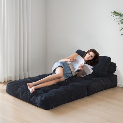 corduroy bean bag folding sofa#color_dark-grey