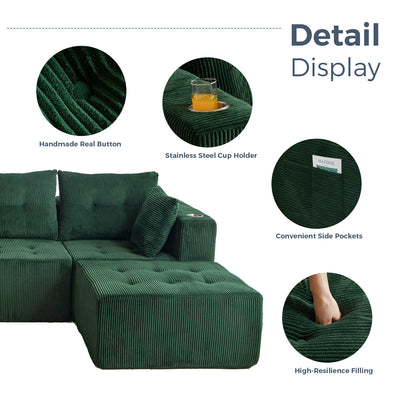 U Shaped Modular Sofa #color_green
