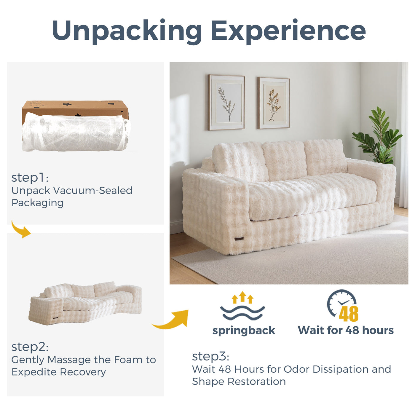 MAXYOYO 3-Seater Bubbled Bean Bag Chair – Tufted Boneless Couch for Living Room, No Assembly