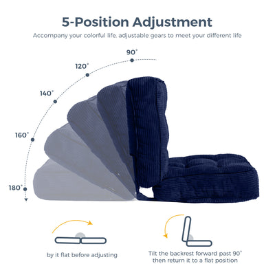 MAXYOYO Adjustable Floor Chair with Back Support, Gaming Chair Floor Meditation Chair, Navy
