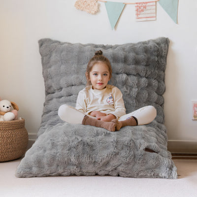 MAXYOYO 3 in 1 Kids Bean Bag Chair Bed, Child Floor Sofa for Gaming, Reading, Faux Fur Floor Mattress with High-Density Foam Filling for Living Room Bedroom