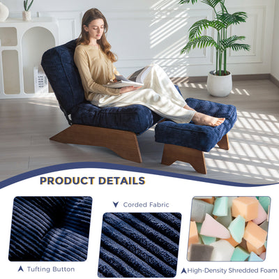 MAXYOYO Accent Chair with Ottoman Adjustable Backrest, Tufted Living Room Chair Upholstered Lounge Chair with Footrest Set, Modern Chair Cozy Reclining Chair for Reading Room