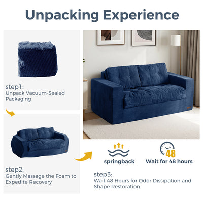 MAXYOYO Bean Bag Chair for Adults, Upholstered Floor Sofa with Armrests, Loveseat Boneless Couch with Tufted Cushion, Sofa in A Box, Large Bean Bag Couch for Bedroom Living Room,