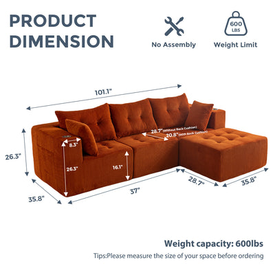 L Shaped Modular Sofa #color_orange
