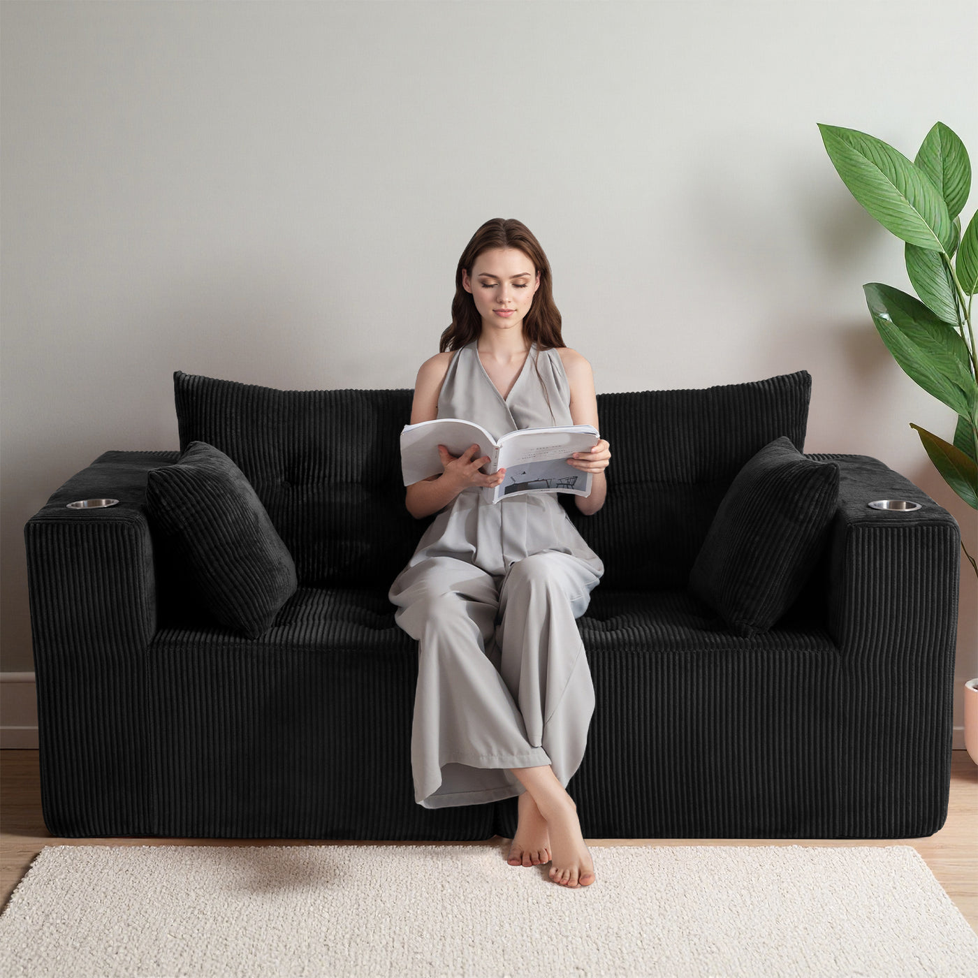 Modular Sectional Sofa Couch #color_black