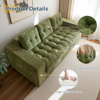 MAXYOYO Boneless Floor Sofa: Chenille 3-Seater Couch (Sofa in a Box)
