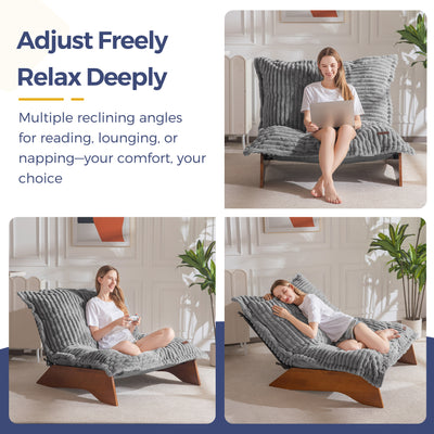 MAXYOYO Adjustable Living Room Chair, 3-Position Bean Bag Chair with Removable Cover, Upholstered Accent Chair with Frame, Soft Reclining Lounge for Bedroom, Apartment, Office