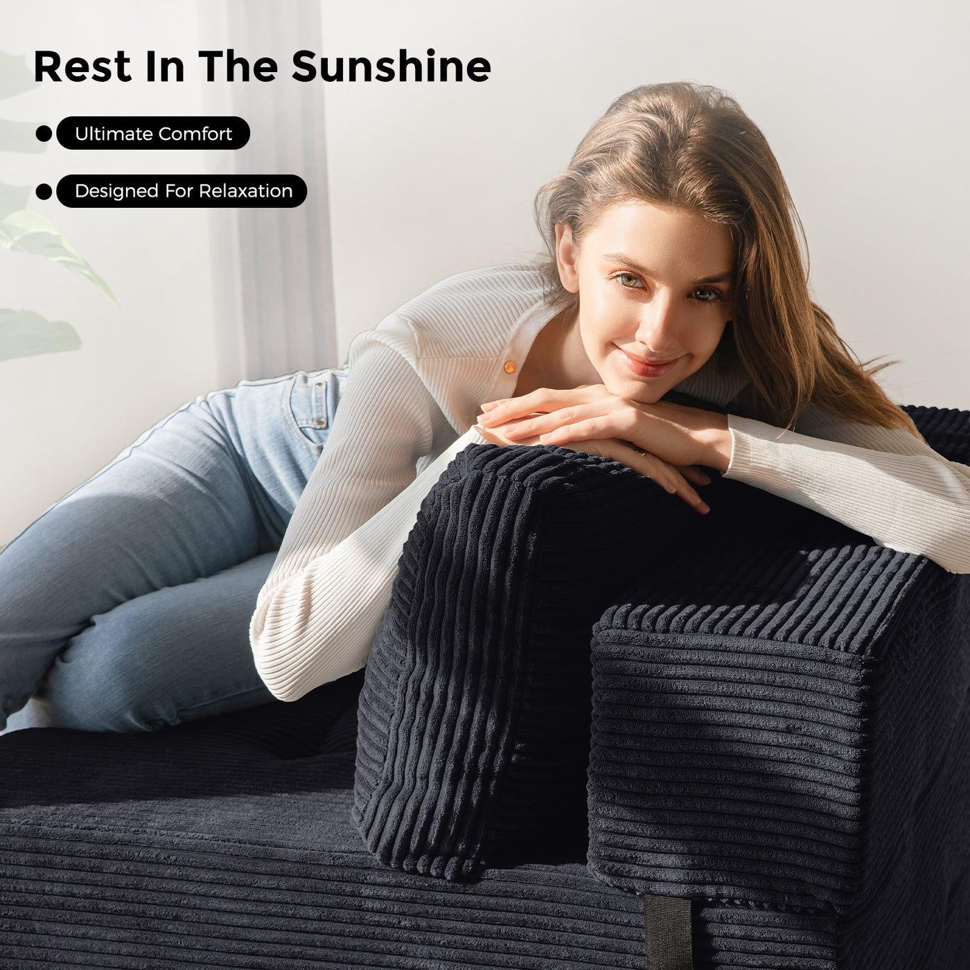 MAXYOYO Folding Sofa Bed, Convertible Sofa Bed with High-Density Support Foam for Living Room Bedroom, Black