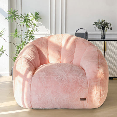 MAXYOYO Giant Bean Bag Chair - Faux Fur Oversized Shell Design for Reading (Pink)